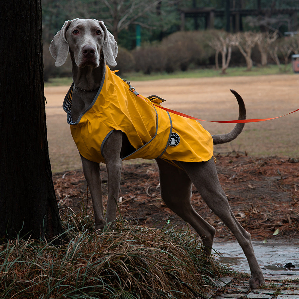 75# Yellow Waterproof Reflective Dog Raincoat for Small to Large Dogs