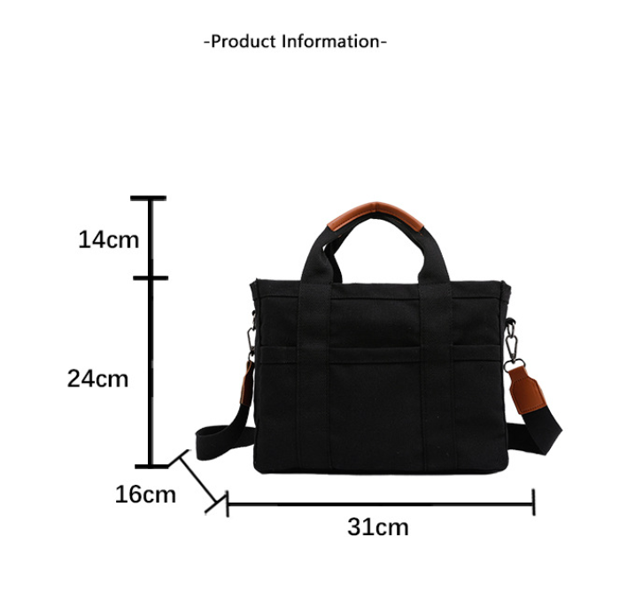Black Stylish Multi-Functional Mommy Diaper Bag - Durable Canvas Tote