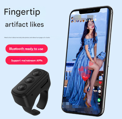 2-Piece Black Bluetooth Video Controller - 3-Button Remote for TikTok and Page Scrolling