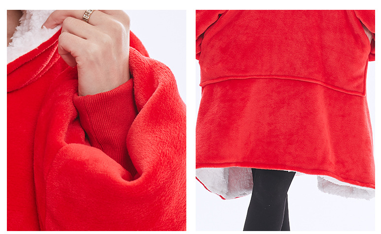 Wine Red Oversized Wearable Blanket Hoodie - Ultra Soft & Cozy Snuggle Pullover for Adults