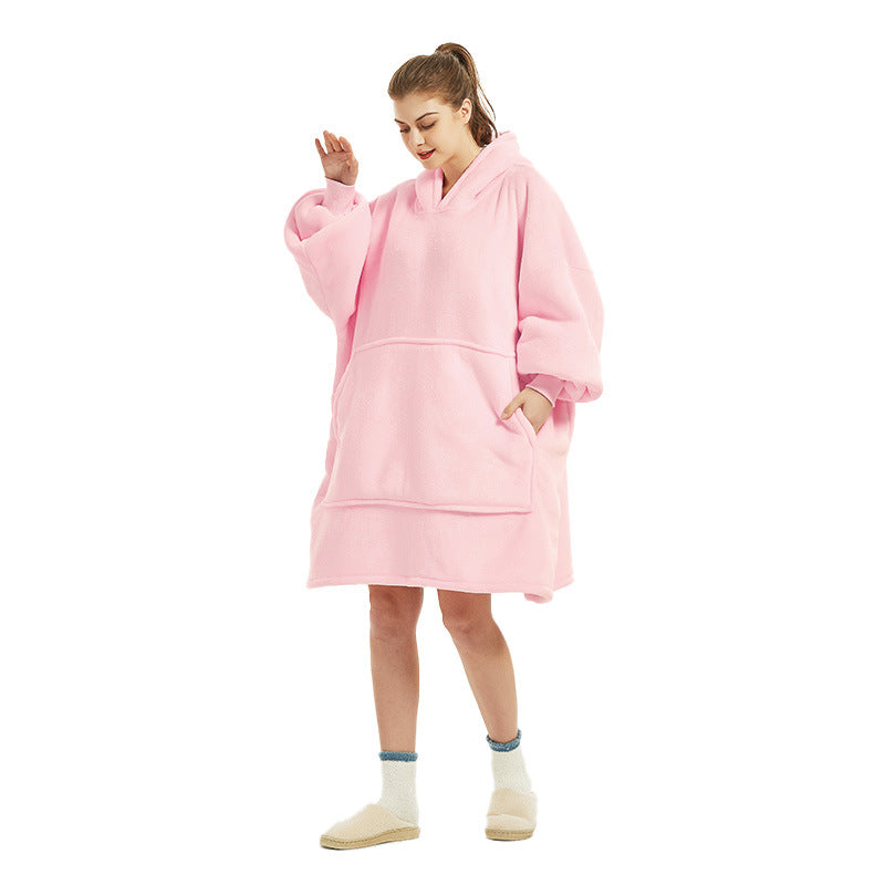Pink Oversized Wearable Blanket Hoodie - Ultra Soft & Cozy Snuggle Pullover for Adults