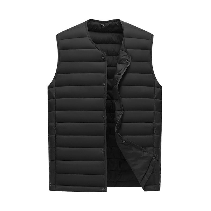 XXXXL Black Men's Lightweight Quilted Puffer Vest - Ideal Sleeveless Jacket for Winter Layering