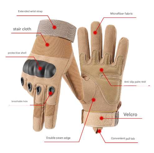 XL Khaki Hard Knuckle Tactical Gloves - Full-Finger Protective Gear for Motorcycle, Cycling & Outdoor Sports