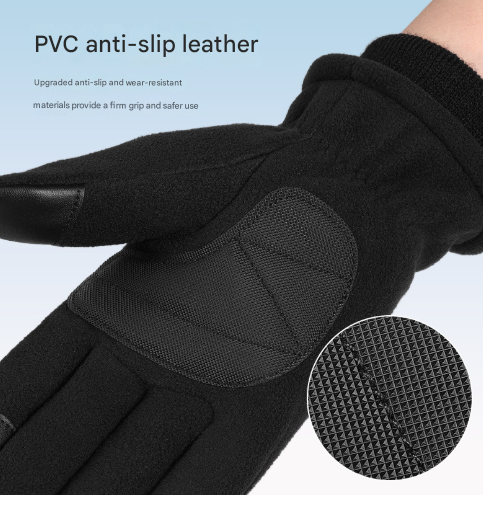 XL Grey Winter Fleece Touchscreen Gloves - Warm & Water-Repellent for Cycling & Outdoor Sports