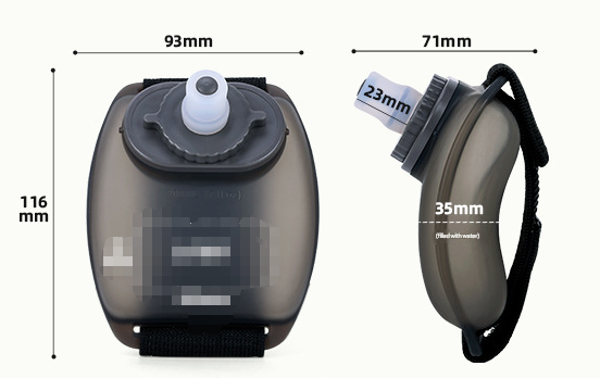 2-Pices Orange Ergonomic Wearable Hydration Flask - Hands-Free Wrist Water Bottle for Running & Sports