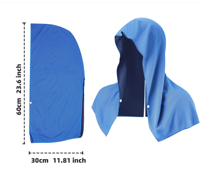 Blue 5-Pack Instant Cooling Towel Set - UPF Sun Protection Hooded Ice Towels for Sports & Outdoor Activities