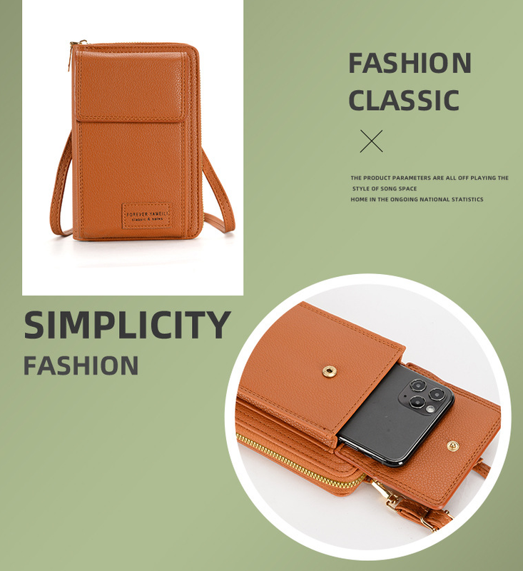 Gray Women's Crossbody Phone Bag Wallet Small PU Leather Shoulder Purse