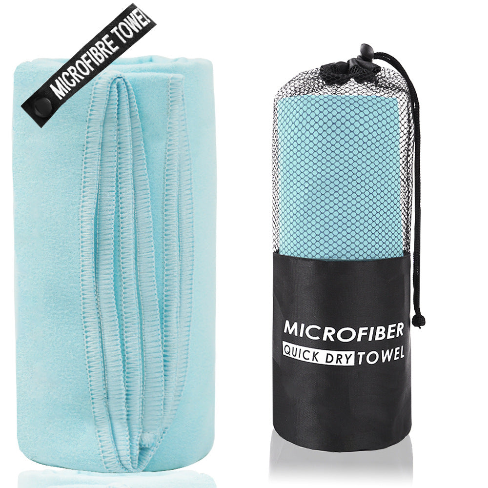2-Piece Light Blue Quick-Dry Microfiber Sports Towel with Travel Case - Compact & Absorbent for Gym, Swimming & Camping