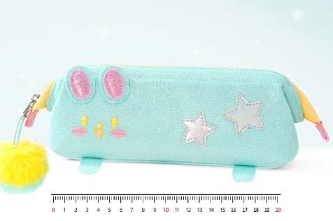 Green Cute Cat Pencil Case for Girls - Large Capacity Sparkly Stationery Pouch with Fluffy Pom Pom