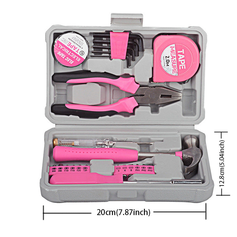 Compact 24-Piece Pink Tool Kit - Essential Household DIY Set for Ladies