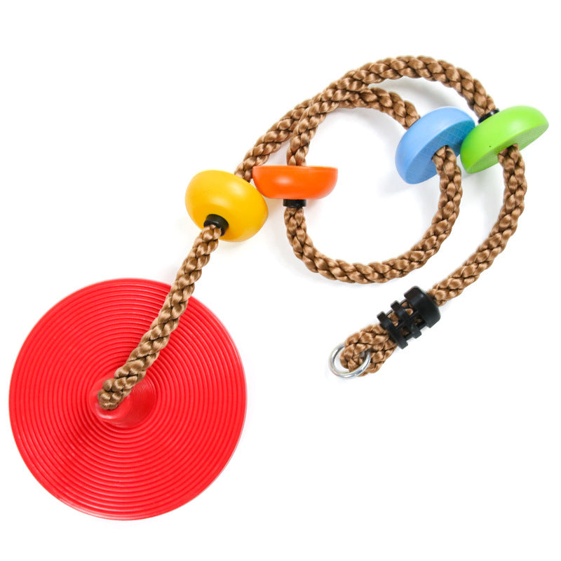 Red Clothdora Kids Disc Swing - Indoor/Outdoor Round Swing with Rope Climber