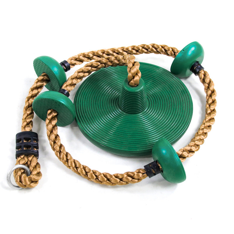 Green Clothdora Kids Disc Swing - Indoor/Outdoor Round Swing with Rope Climber