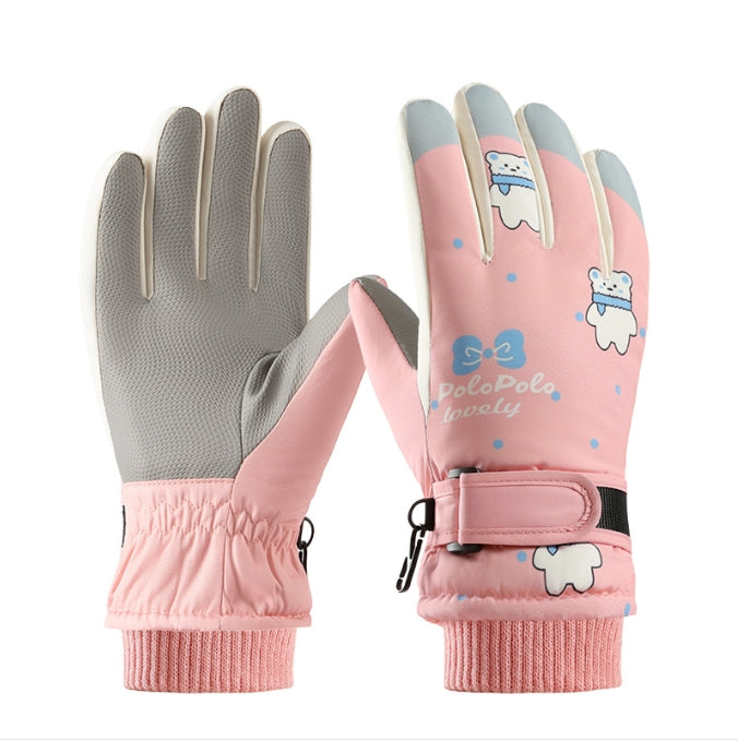 Pink Kids' Winter Ski Gloves - Waterproof, Windproof & Touchscreen Snow Gloves for Boys and Girls (Ages 8-14)