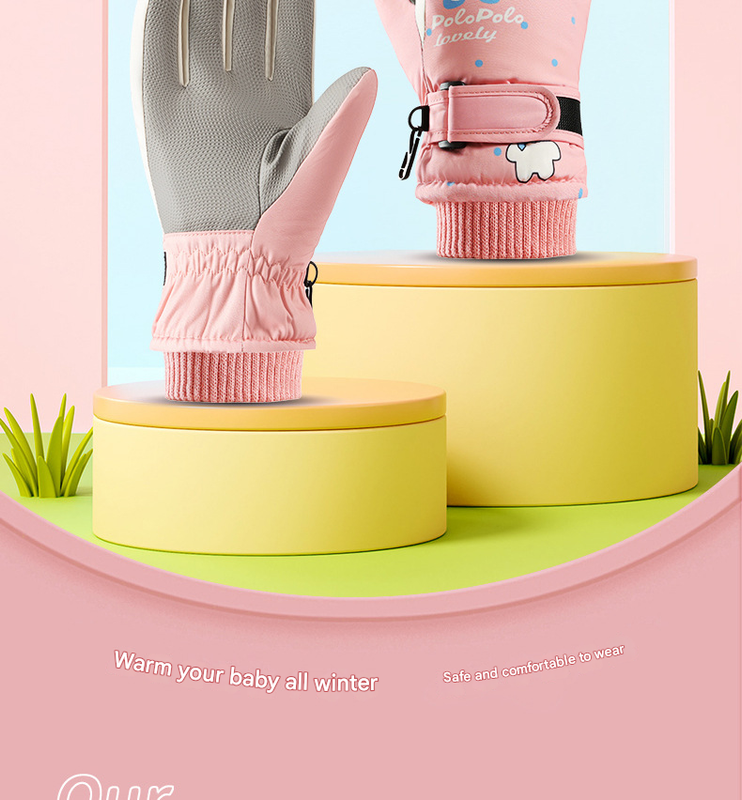 Pink Kids' Winter Ski Gloves - Waterproof, Windproof & Touchscreen Snow Gloves for Boys and Girls (Ages 8-14)