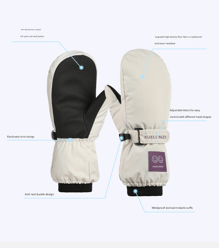 Light Blue Kids' Waterproof Ski Mittens - Thermal Winter Snow Mitts with Touchscreen Compatibility (Ages 6-12)