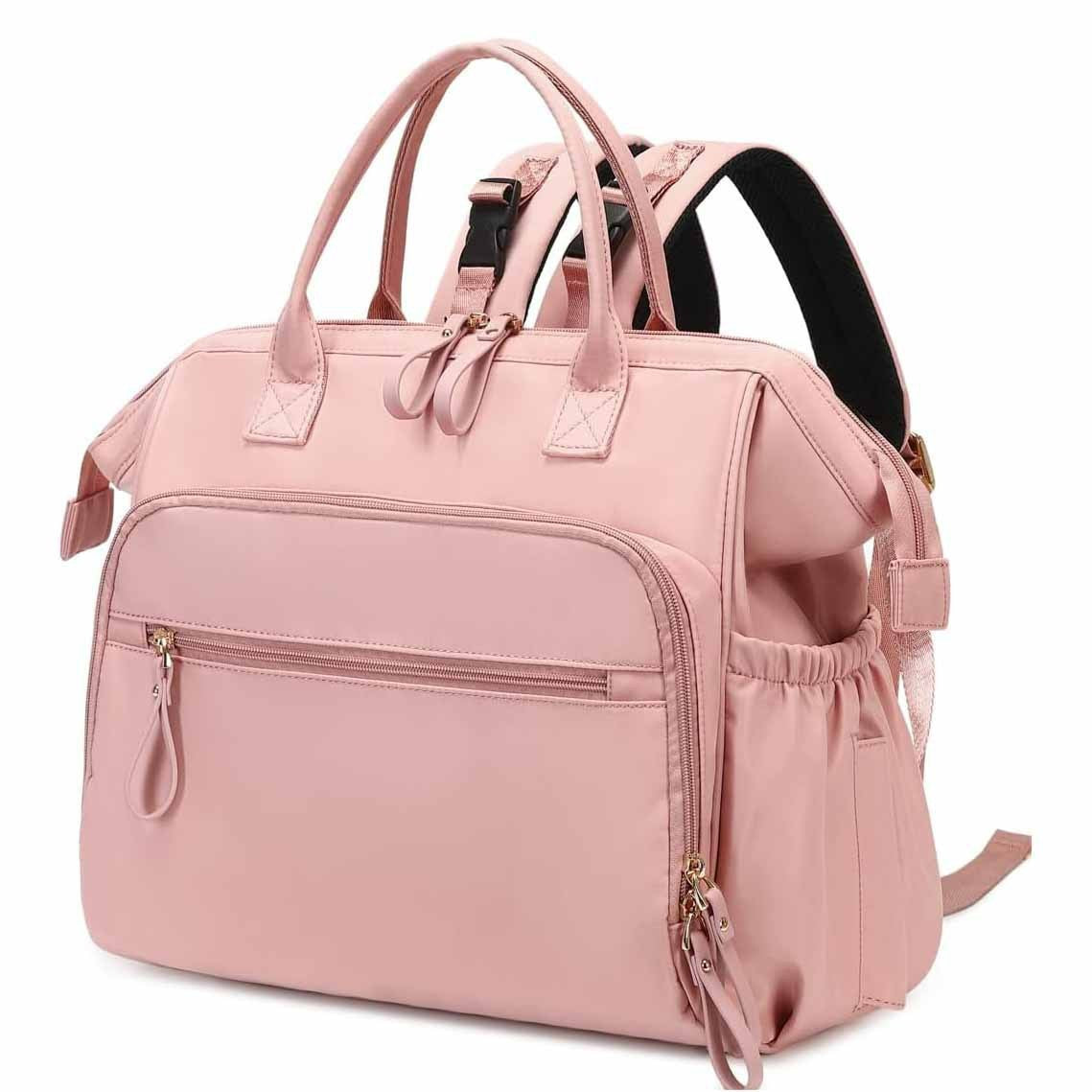 Pink Large Capacity Waterproof Baby Diaper Bag with Anti-Theft Pocket - Mommy Bag for Children's Folding Stroller Storage