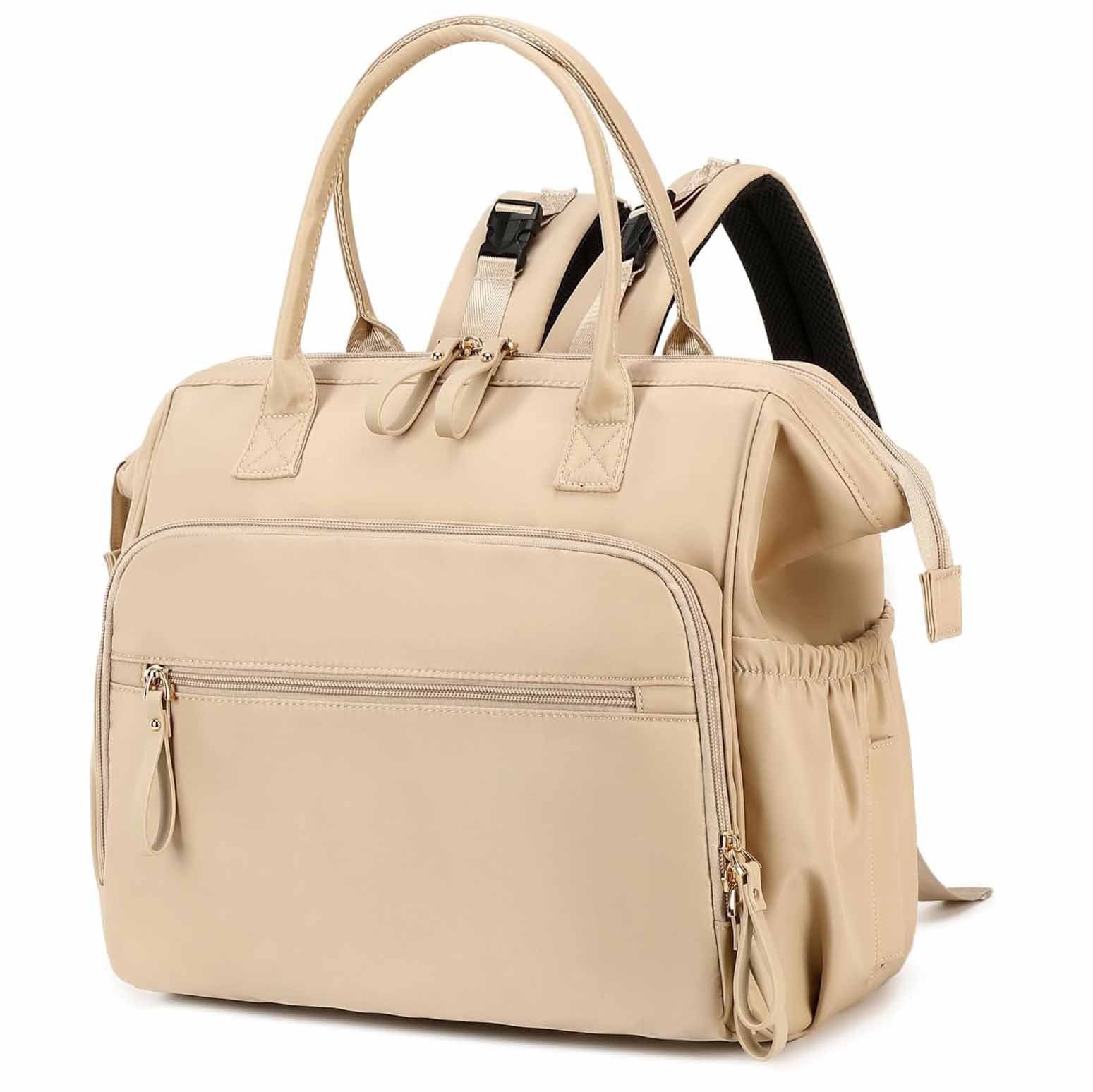 Beige Large Capacity Waterproof Baby Diaper Bag with Anti-Theft Pocket - Mommy Bag for Children's Folding Stroller Storage