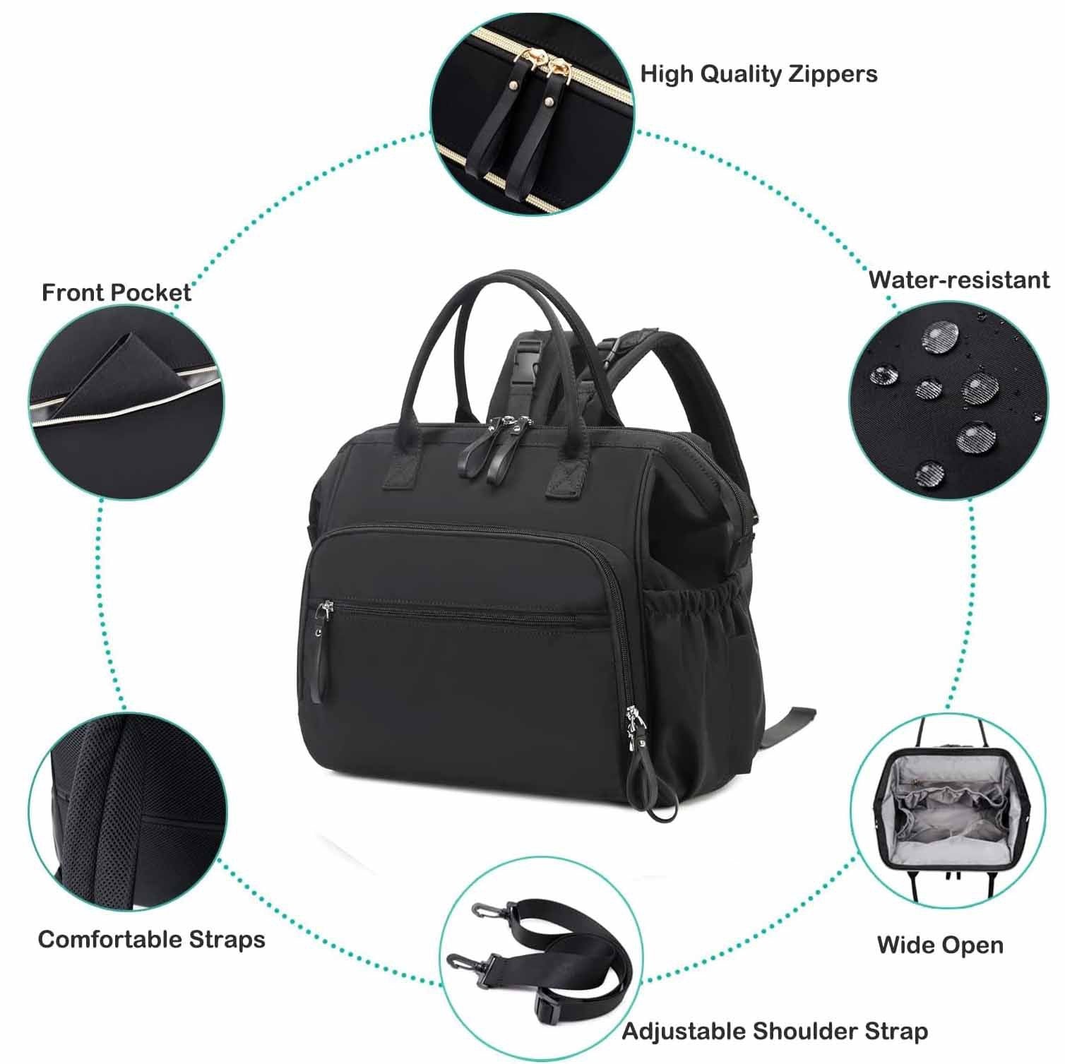 Beige Large Capacity Waterproof Baby Diaper Bag with Anti-Theft Pocket - Mommy Bag for Children's Folding Stroller Storage