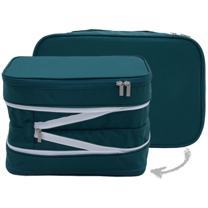 Green Durable Double-Zipper Expandable Water-Resistant Thick and Thin Clothing Storage Bag - Size 40*30*15CM