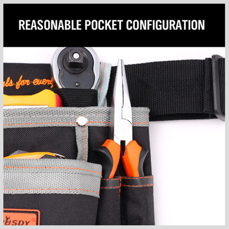 Black Professional Tool Holder Belt - Durable and Waterproof Tool Bag for Electricians, Carpenters, and Mechanics