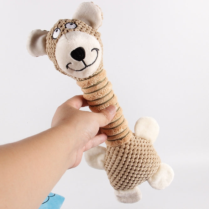 2-Piece Brown Long Neck Plush Dog Toy - Interactive Chew & Cuddle Toy for Puppies