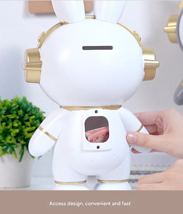 Pink Cute Astronaut Rabbit Piggy Bank | Shatterproof Kids Money Box & Room Decor Figurine