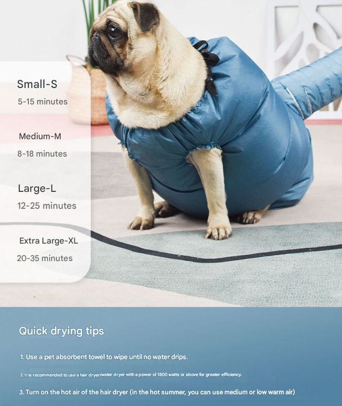 Portable Pet Grooming Dryer Bag - Hands-Free Quick-Drying Coat for Dogs & Cats After Bath(Size M)