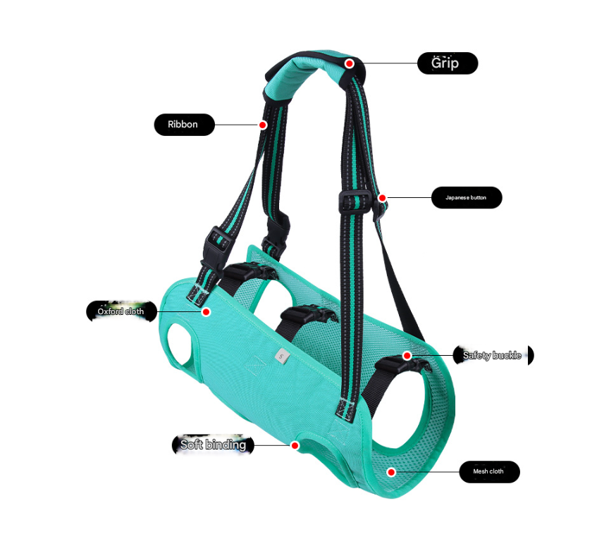 Black Pet Support Harness for Senior and Disabled Dogs - Adjustable Chest and Back Support Leash(Size L)