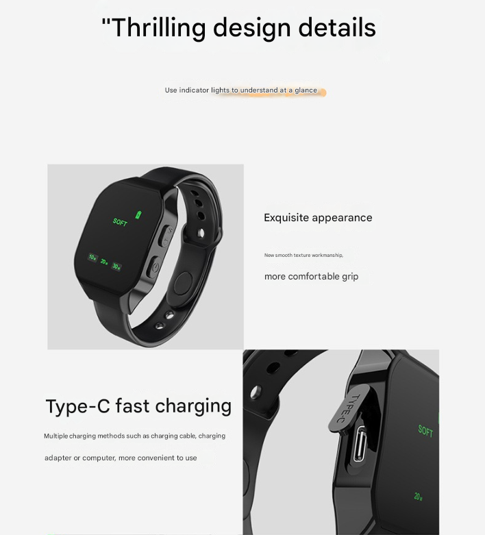 Black Smart Microcurrent Wristband Sleep Aid - Wearable Sleep Assistance Device