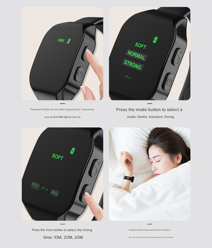 Black Smart Microcurrent Wristband Sleep Aid - Wearable Sleep Assistance Device