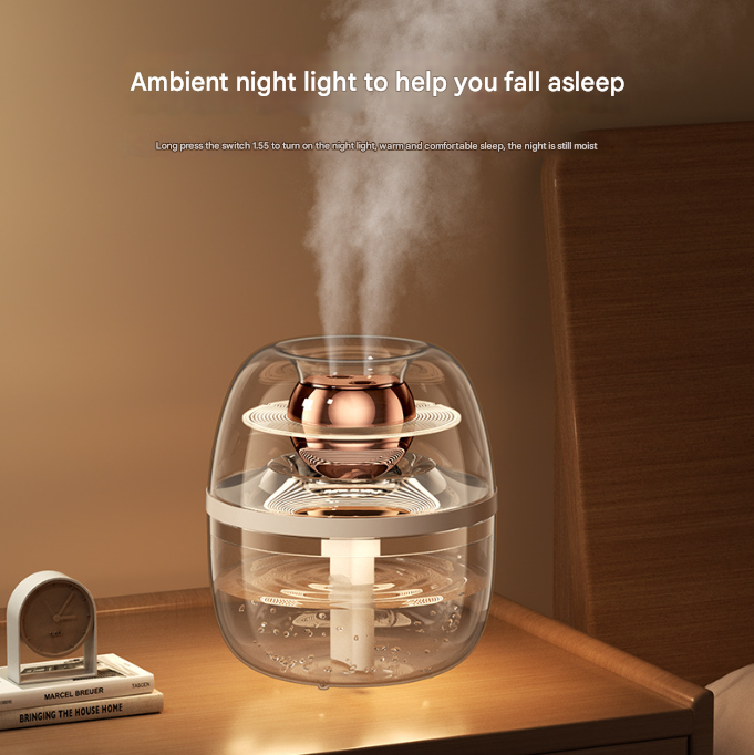 White Crystal Clear Dual Mist Humidifier - Ultrasonic Cool Mist & Quiet Operation with Ambient Night Light for Bedroom & Office