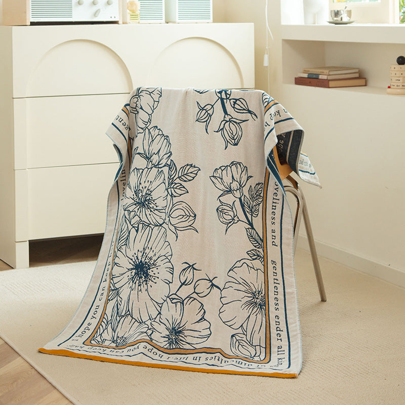 Flower Fairy 40S Pure Cotton Gauze Bath Towel - Extra Large, Thick, Soft, and Highly Absorbent for Adults