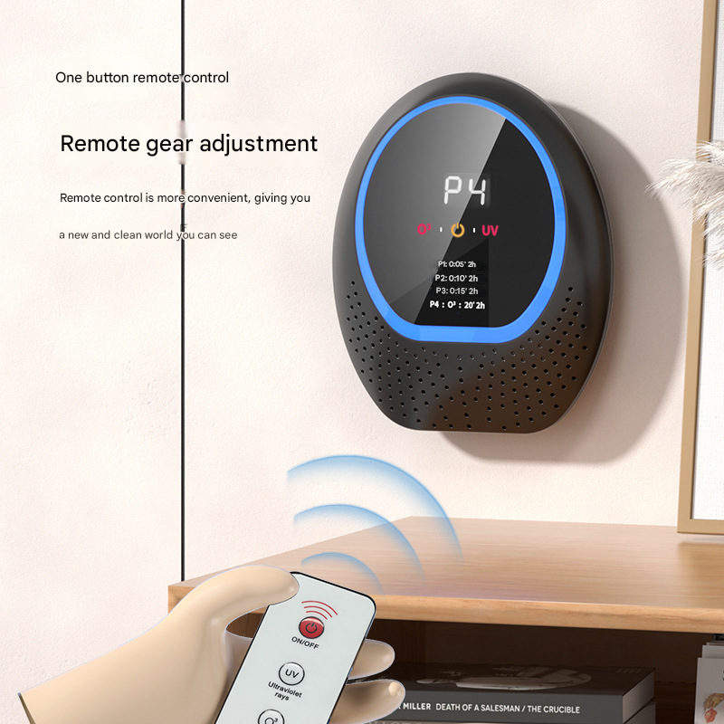 Black Rechargeable Ozone & UV-C Air Purifier with Remote - Portable Odor Eliminator for Home, Pets & Closets