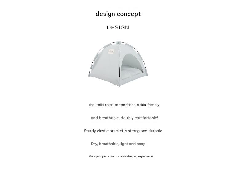 Grey Premium Portable Pet Tent Bed with Cooling Mat - Breathable Foldable Outdoor Indoor Cat Dog House Shelter for Summer(Size: S)