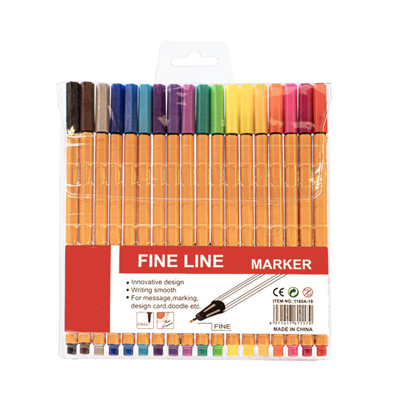 2 pcs eighteen colors Fine Line Marker Pen Set - Watercolor Needle Tip Drawing Pens for Outlining, Sketching & Coloring - Vibrant Assorted Colors