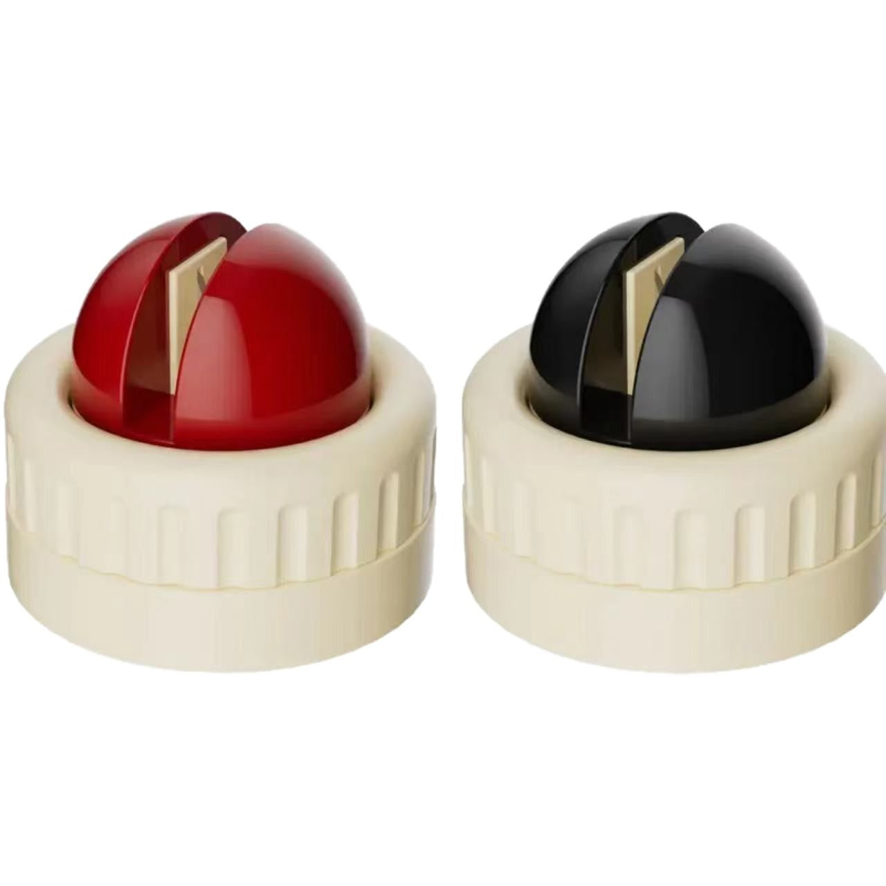 Two red pieces and two black pieces Powerful Suction Kitchen Knife Sharpener - Tungsten Steel Fast Sharpening Tool for Household Knives & Scissors