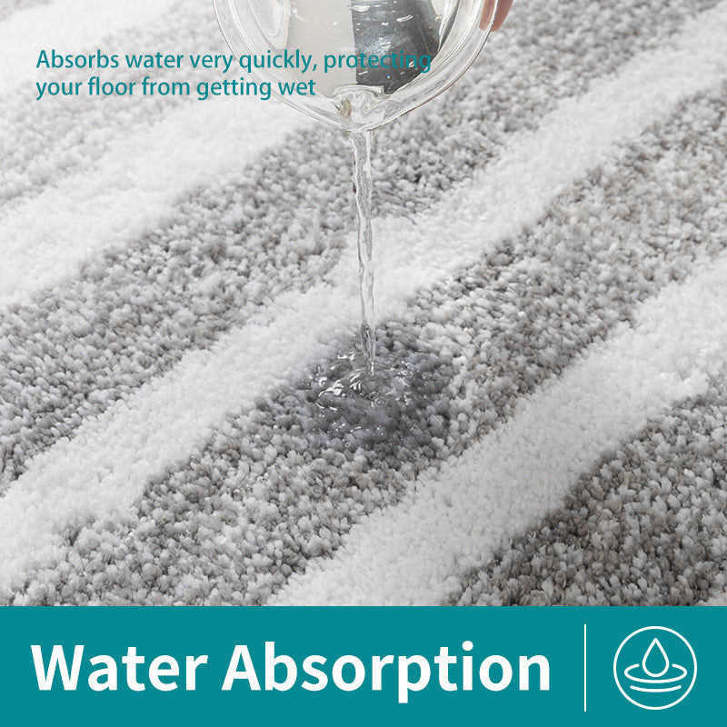 Navy blue Plush Striped Bath Mat - Ultra Soft, Absorbent & Non-Slip Bathroom Rug for Shower and Tub(40*60cm)