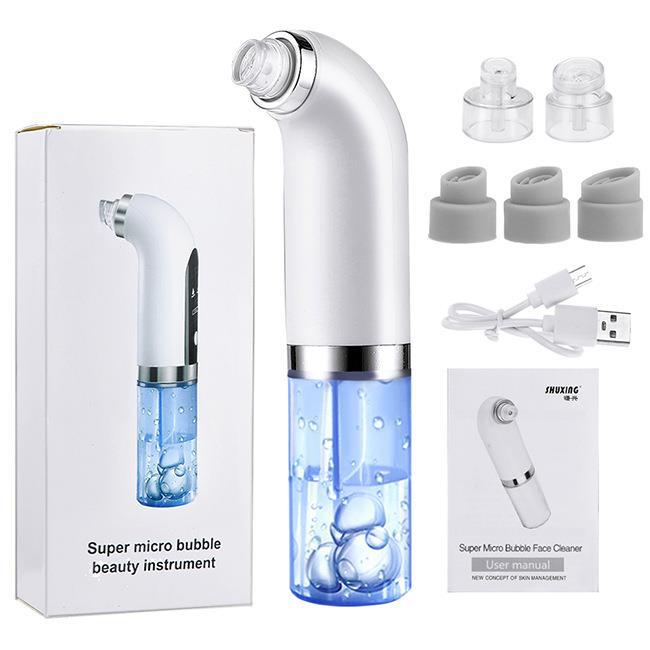 White Hydro-Dermabrasion Blackhead Remover Vacuum - Rechargeable Pore Cleanser & Oxygen Infusion Device