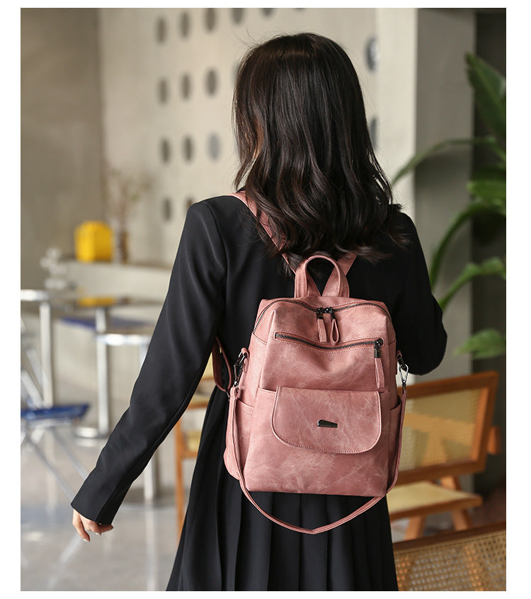 Stylish Women's PU Leather Backpack - Versatile Shoulder Bag with Multiple Pockets(Brown)