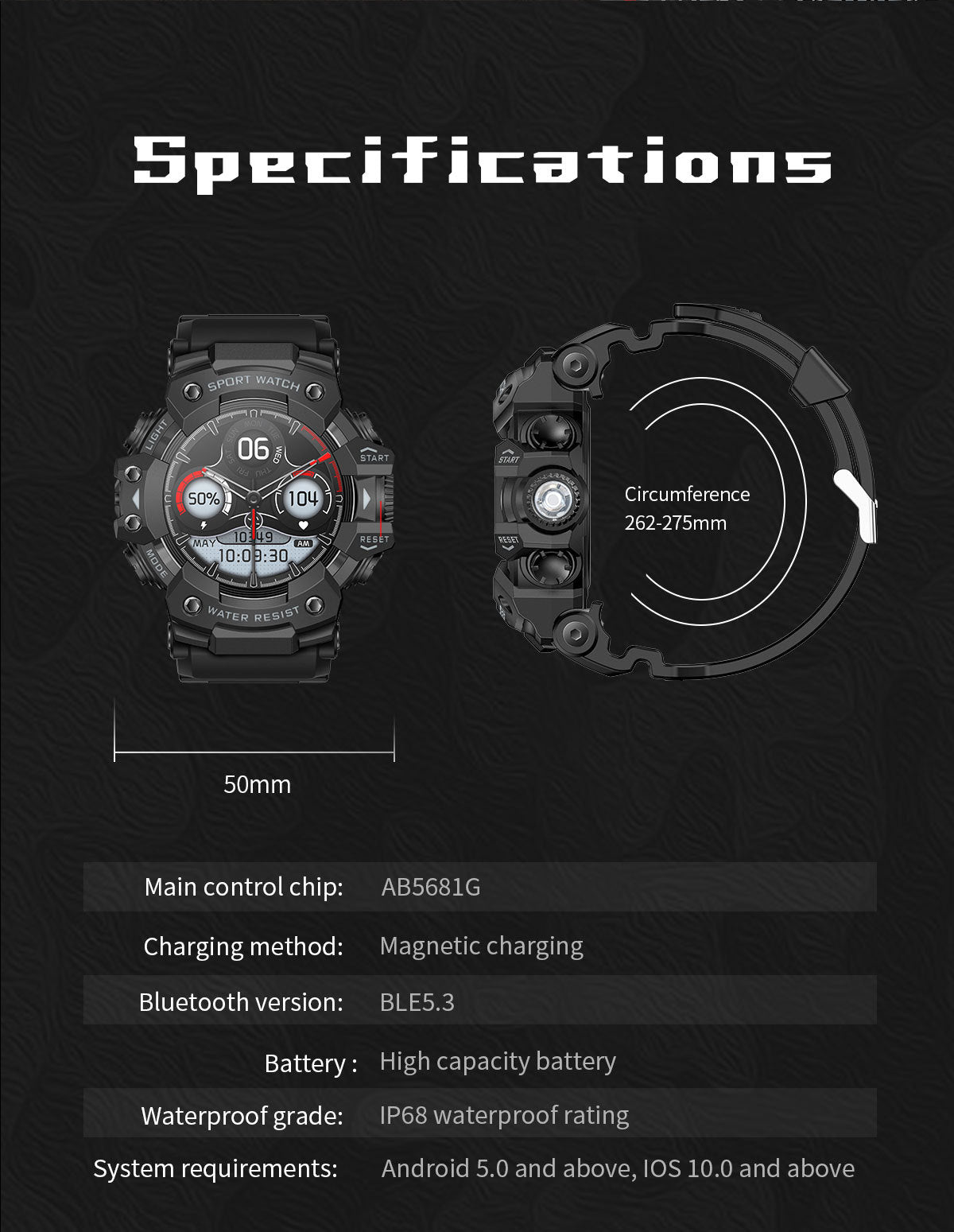 Rugged Outdoor Sport Smartwatch - HD Display, Compass, Flashlight, 100+ Sports Modes, Health Monitoring & Bluetooth Calls(Illusion pink)