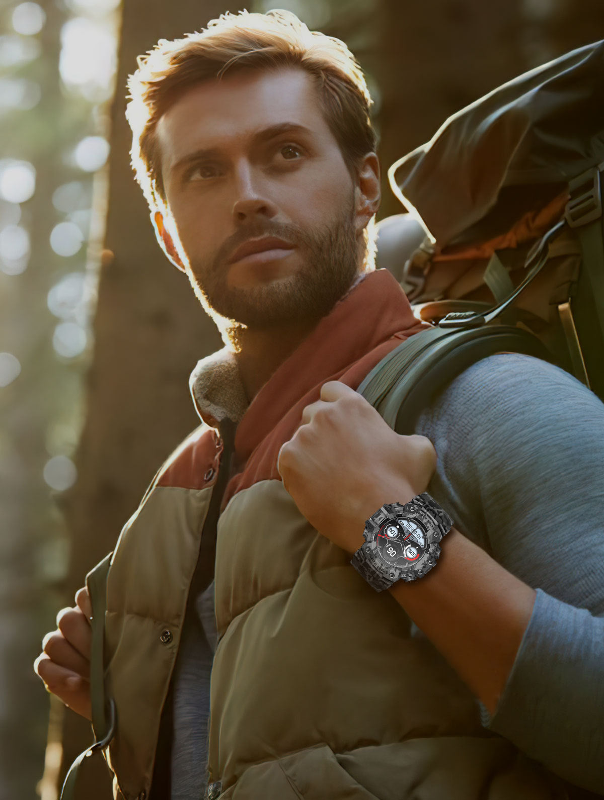 Rugged Outdoor Sport Smartwatch - HD Display, Compass, Flashlight, 100+ Sports Modes, Health Monitoring & Bluetooth Calls(Illusion pink)