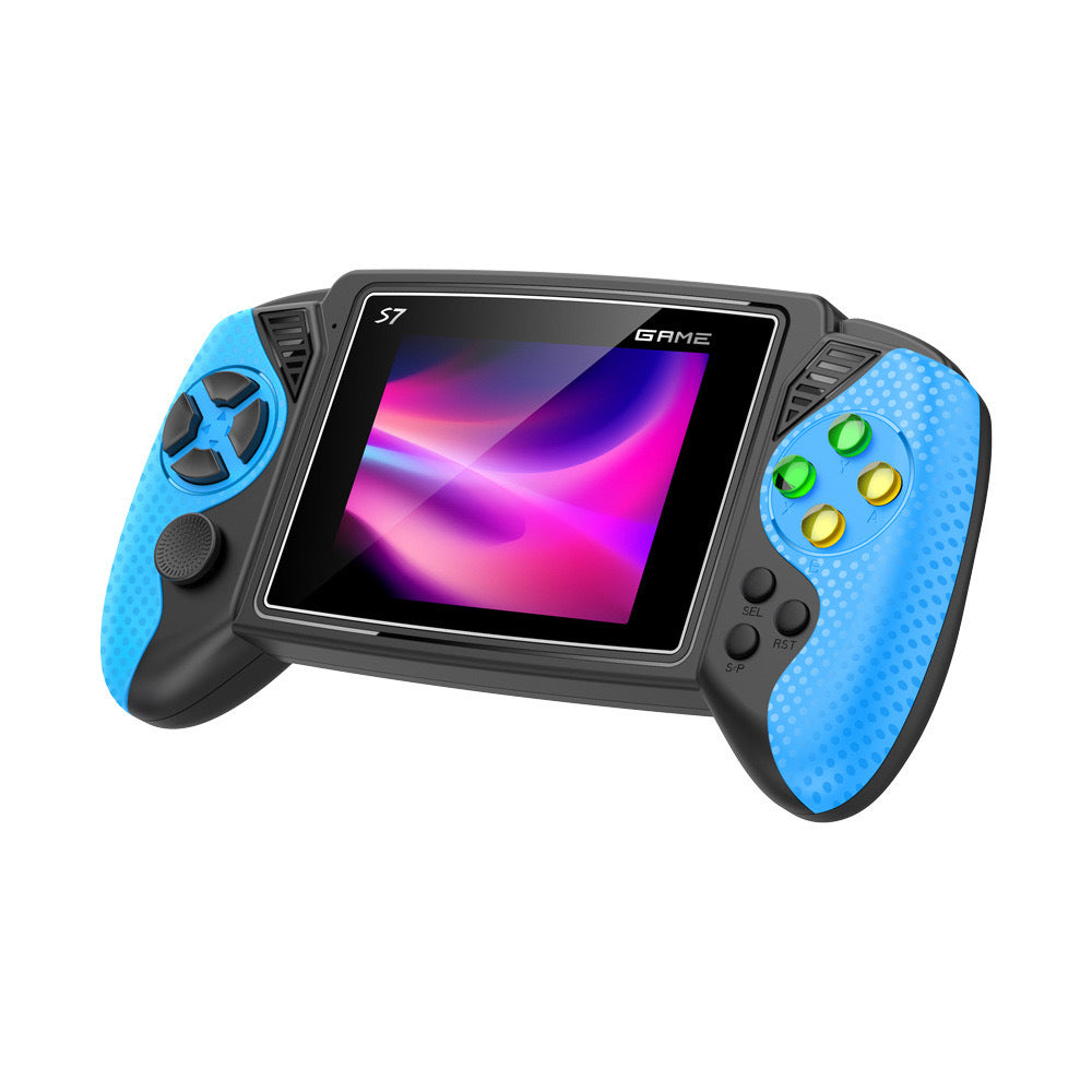 S7 Trendy Joystick Handheld Game Console - 620 Built-in Games, TV Output, Crystal Buttons & 2-Player Support(blue)