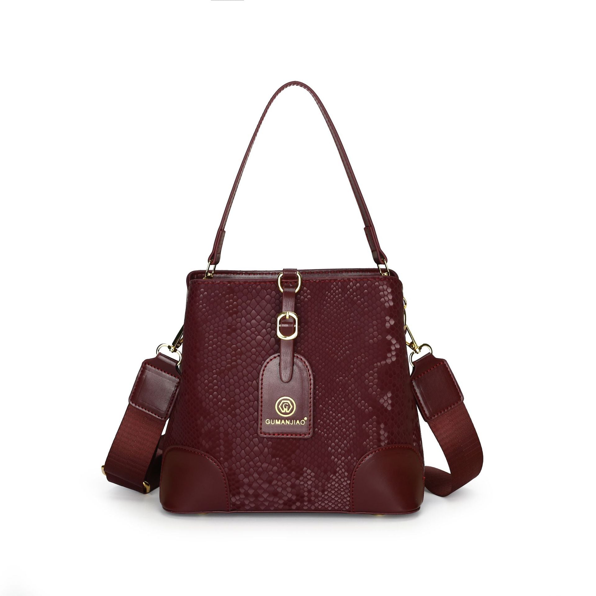 Elegant Textured Bucket Bag - Versatile Shoulder, Handheld & Crossbody Design(red)
