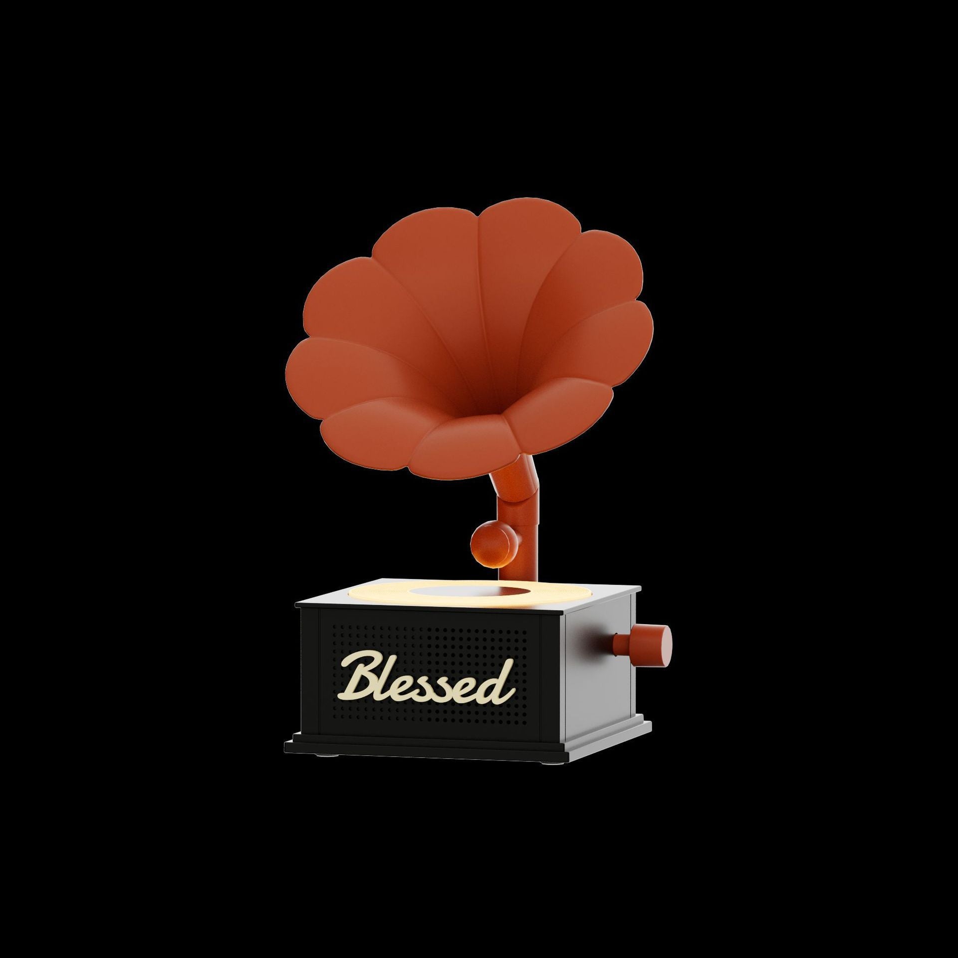 Retro Gramophone Bluetooth Speaker with Ambient Light & White Noise - Multi-Connection, 8H Battery(Black and Red)