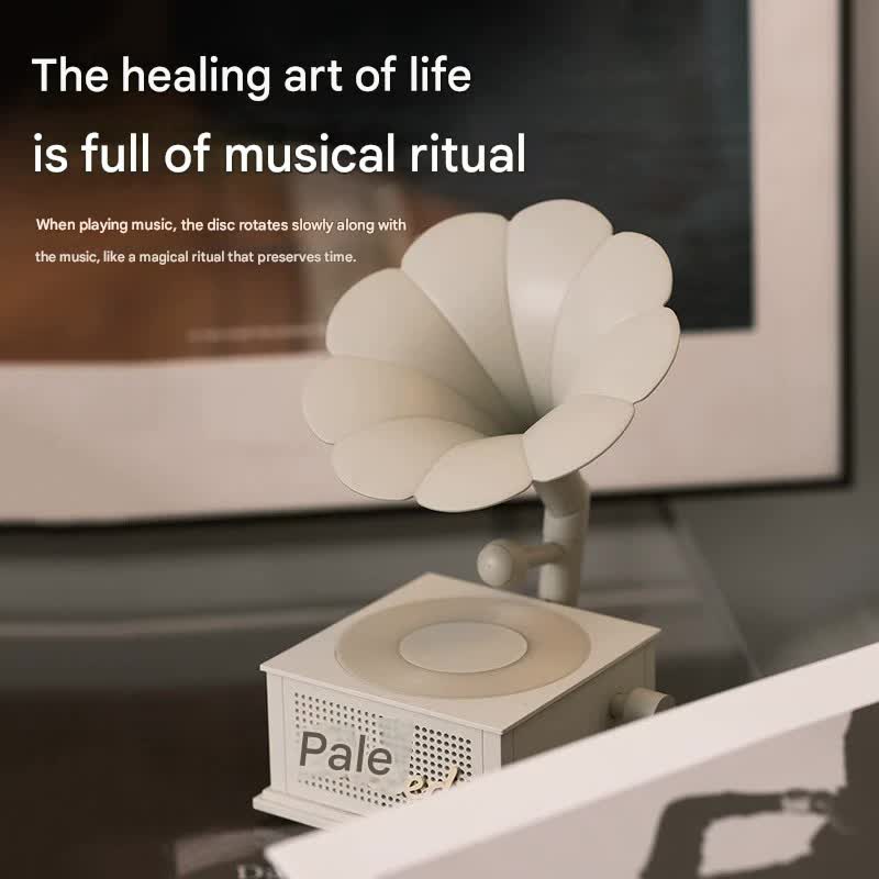 Retro Gramophone Bluetooth Speaker with Ambient Light & White Noise - Multi-Connection, 8H Battery(Beige)