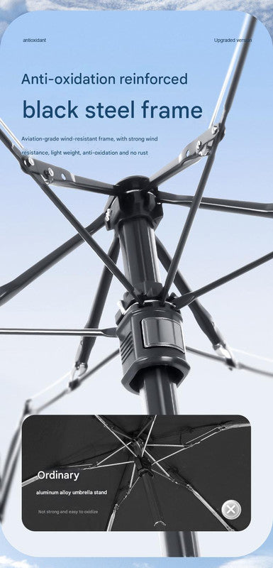 Mini Pocket Umbrella with Matching Crossbody Bag - UV Protection, 6-Rib Windproof Design(beige)