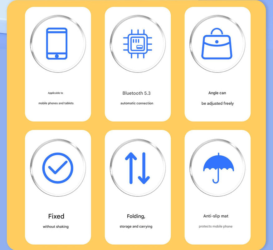 Foldable Desktop Phone Stand with Bluetooth 5.3 Speaker - Adjustable Angle & Height, TF/Line-In(yellow)