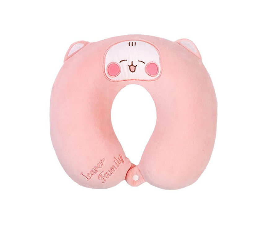 2-in-1 Convertible Eye Mask & Travel Neck Pillow Set - Plush Fabric with Snap Closure(pink)