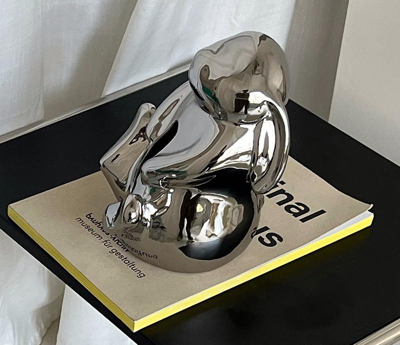 Artisan Ceramic Tissue Box Holder - Medium-High Fired Home Decor Organizer(silvery)