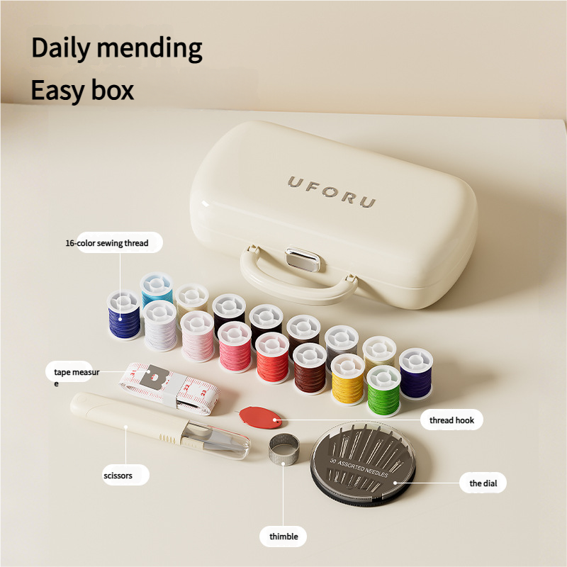 Complete Sewing Kit - Portable with Organized Compartments(white)